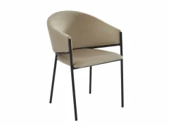 Vente-unique Sillas Y Lotes De Sillas|Conjunto de 6 sillas con reposabrazos de terciopelo y metal negro - Gris - ORDIDA