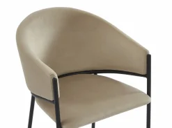 Vente-unique Sillas Y Lotes De Sillas|Conjunto de 6 sillas con reposabrazos de terciopelo y metal negro - Gris - ORDIDA