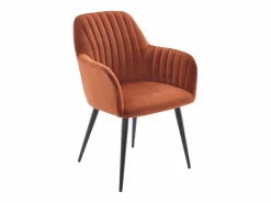 Vente-unique Conjunto de 2 sillas con reposabrazos de terciopelo y metal negro - - ELEANA Terracota Discount