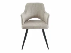 Vente-unique Conjunto de 6 sillas con reposabrazos en tela y metal negro - - KADIJA Beige Discount