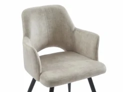 Vente-unique Conjunto de 6 sillas con reposabrazos en tela y metal negro - - KADIJA Beige Discount