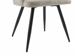 Vente-unique Conjunto de 6 sillas con reposabrazos en tela y metal negro - - KADIJA Beige Discount