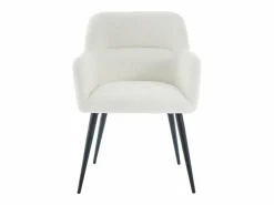 Vente-unique Conjunto de 6 sillas con reposabrazos de tejido bouclé y metal negro - - HEKA Blanco