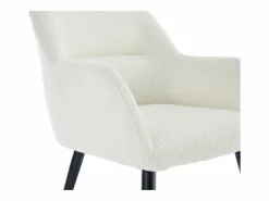 Vente-unique Conjunto de 6 sillas con reposabrazos de tejido bouclé y metal negro - - HEKA Blanco