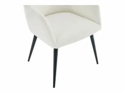 Vente-unique Conjunto de 6 sillas con reposabrazos de tejido bouclé y metal negro - - HEKA Blanco