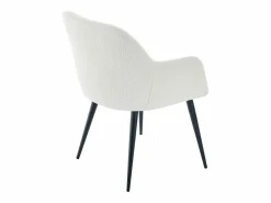 Vente-unique Conjunto de 6 sillas con reposabrazos de tejido bouclé y metal negro - - HEKA Blanco