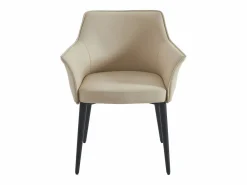Vente-unique Sillas Y Lotes De Sillas|Conjunto de 6 sillas con reposabrazos en piel sintética y metal negro - - MIALOV