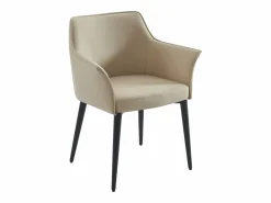 Vente-unique Sillas Y Lotes De Sillas|Conjunto de 6 sillas con reposabrazos en piel sintética y metal negro - - MIALOV