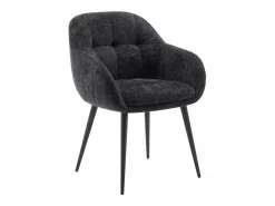 Vente-unique Conjunto de 6 sillas con reposabrazos de tela texturizada y metal - - LASSANDRA Negro