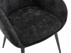 Vente-unique Conjunto de 6 sillas con reposabrazos de tela texturizada y metal - - LASSANDRA Negro