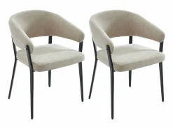 Vente-unique Conjunto de 2 sillas con reposabrazos de tela y metal negro - - AVRELA Beige Sale