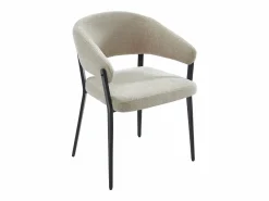 Vente-unique Conjunto de 2 sillas con reposabrazos de tela y metal negro - - AVRELA Beige Sale