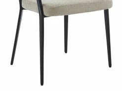 Vente-unique Conjunto de 2 sillas con reposabrazos de tela y metal negro - - AVRELA Beige Sale