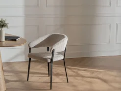 Vente-unique Conjunto de 2 sillas con reposabrazos de tela y metal negro - - AVRELA Beige Sale