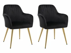 Conjunto de 2 sillas con reposabrazos de terciopelo y metal dorado - - ELEANA^Vente-unique Sale