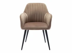 Vente-unique Sillas Y Lotes De Sillas|Conjunto de 2 sillas Con reposabrazos - Terciopelo y metal negro - - ELEANA