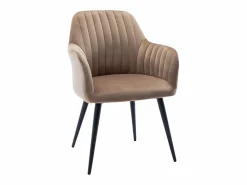 Vente-unique Sillas Y Lotes De Sillas|Conjunto de 2 sillas Con reposabrazos - Terciopelo y metal negro - - ELEANA