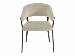 Vente-unique Conjunto de 6 sillas con reposabrazos de tela y metal negro - - AVRELA Beige New