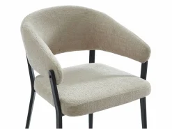 Vente-unique Conjunto de 6 sillas con reposabrazos de tela y metal negro - - AVRELA Beige New