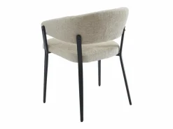 Vente-unique Conjunto de 6 sillas con reposabrazos de tela y metal negro - - AVRELA Beige New
