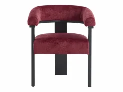 PASCAL MORABITO Colección Rouge Passion|Conjunto de 2 sillas con reposabrazos en tela texturizada y madera de hevea negra - Burdeos - LIVELIA de
