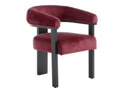 PASCAL MORABITO Colección Rouge Passion|Conjunto de 2 sillas con reposabrazos en tela texturizada y madera de hevea negra - Burdeos - LIVELIA de
