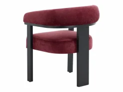 PASCAL MORABITO Colección Rouge Passion|Conjunto de 2 sillas con reposabrazos en tela texturizada y madera de hevea negra - Burdeos - LIVELIA de
