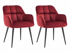 PASCAL MORABITO Colección Rouge Passion|Conjunto de 2 sillas con reposabrazos - Terciopelo y metal - Burdeos - PEGA de