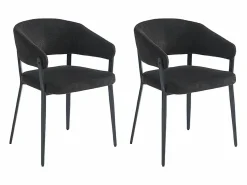 Vente-unique Sillas Y Lotes De Sillas|Conjunto de 2 sillas con reposabrazos de tela y metal - - AVRELA