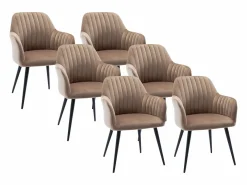 Vente-unique Sillas Y Lotes De Sillas|Conjunto de 6 sillas Con reposabrazos de terciopelo y metal negro - - ELEANA