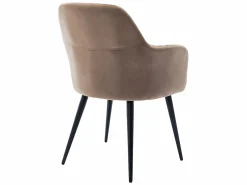 Vente-unique Sillas Y Lotes De Sillas|Conjunto de 6 sillas Con reposabrazos de terciopelo y metal negro - - ELEANA