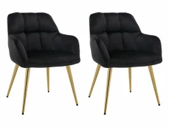 Vente-unique Conjunto de 2 sillas con reposabrazos de terciopelo y metal dorado - - PEGA Negro New