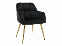 Vente-unique Conjunto de 2 sillas con reposabrazos de terciopelo y metal dorado - - PEGA Negro New