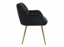 Vente-unique Conjunto de 2 sillas con reposabrazos de terciopelo y metal dorado - - PEGA Negro New