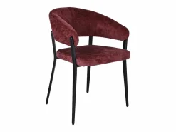 Vente-unique Conjunto de 2 sillas con reposabrazos en tela texturizada y metal negro - Burdeos - AVRELA Granate Online
