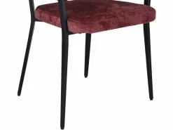 Vente-unique Conjunto de 2 sillas con reposabrazos en tela texturizada y metal negro - Burdeos - AVRELA Granate Online