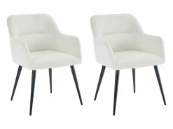Conjunto de 2 sillas con reposabrazos de tela bouclé y metal negro - - HEKA^Vente-unique Outlet