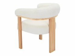 Conjunto de 2 sillas con reposabrazos en tela bouclé y hevea - Blanco y natural - LIVELIA^Vente-unique Best