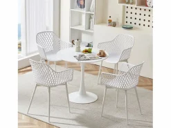Conjunto de 4 Sillas de Brazos Blancas Estilo Escandinavo - Comedor/Cocina - Diseño Escandinavo - 52 x 56 x 84.5 cm^ Discount