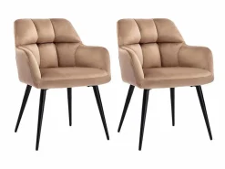 Vente-unique Conjunto de 2 sillas de comedor acolchadas Con reposabrazos - Terciopelo y metal negro. . PEGA Beige Discount
