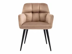 Vente-unique Conjunto de 2 sillas de comedor acolchadas Con reposabrazos - Terciopelo y metal negro. . PEGA Beige Discount