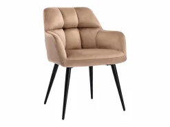 Vente-unique Conjunto de 2 sillas de comedor acolchadas Con reposabrazos - Terciopelo y metal negro. . PEGA Beige Discount