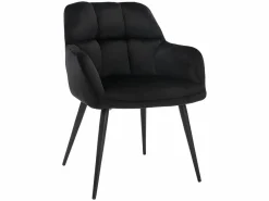Vente-unique Conjunto de 6 sillas de comedor acolchadas Con reposabrazos - Terciopelo y metal . . PEGA Negro