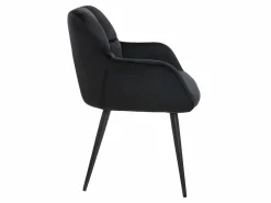 Vente-unique Conjunto de 6 sillas de comedor acolchadas Con reposabrazos - Terciopelo y metal . . PEGA Negro