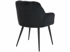 Vente-unique Conjunto de 6 sillas de comedor acolchadas Con reposabrazos - Terciopelo y metal . . PEGA Negro