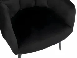 Vente-unique Conjunto de 6 sillas de comedor acolchadas Con reposabrazos - Terciopelo y metal . . PEGA Negro