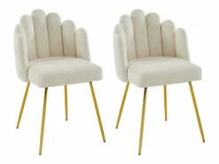Vente-unique Conjunto de 2 sillas de tejido bouclé y metal dorado - - ALTINAM de Pascal MORABITO Crema Best