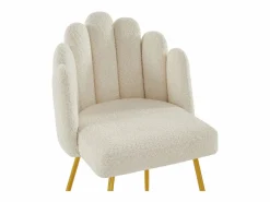 Vente-unique Conjunto de 2 sillas de tejido bouclé y metal dorado - - ALTINAM de Pascal MORABITO Crema Best