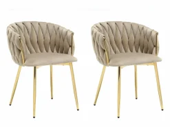 Conjunto de 2 sillas de terciopelo y metal dorado - - ELEGANO^Vente-unique