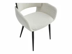 Vente-unique Sillas Y Lotes De Sillas|Conjunto de 2 sillas de tela bouclé, chapado de fresno y metal negro - Blanco - ZURIKIA